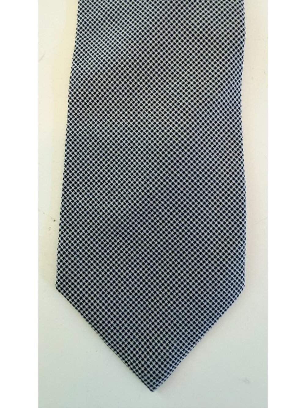 Giorgio Armani Black Label Men's Tie Cotton Nylon Stretch Micro Check Italy